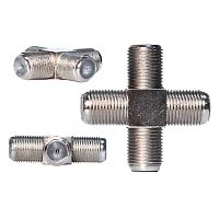 разъём   №07в    соединитель x4 гнезда f , переходник на 4 f-гнезда (крестовая бочка) f20  фото