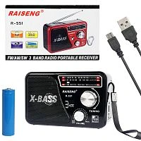 радиоприемник переносной raiseng r-551 черный, usb/sd/bluetooth проигрыватель 200w  фото