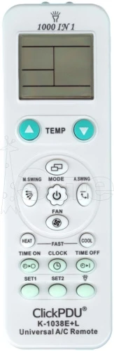 пульт дистанционного управления clickpdu k-1038e+l 1000в1 универсальный пульт для кондиционеров  фото